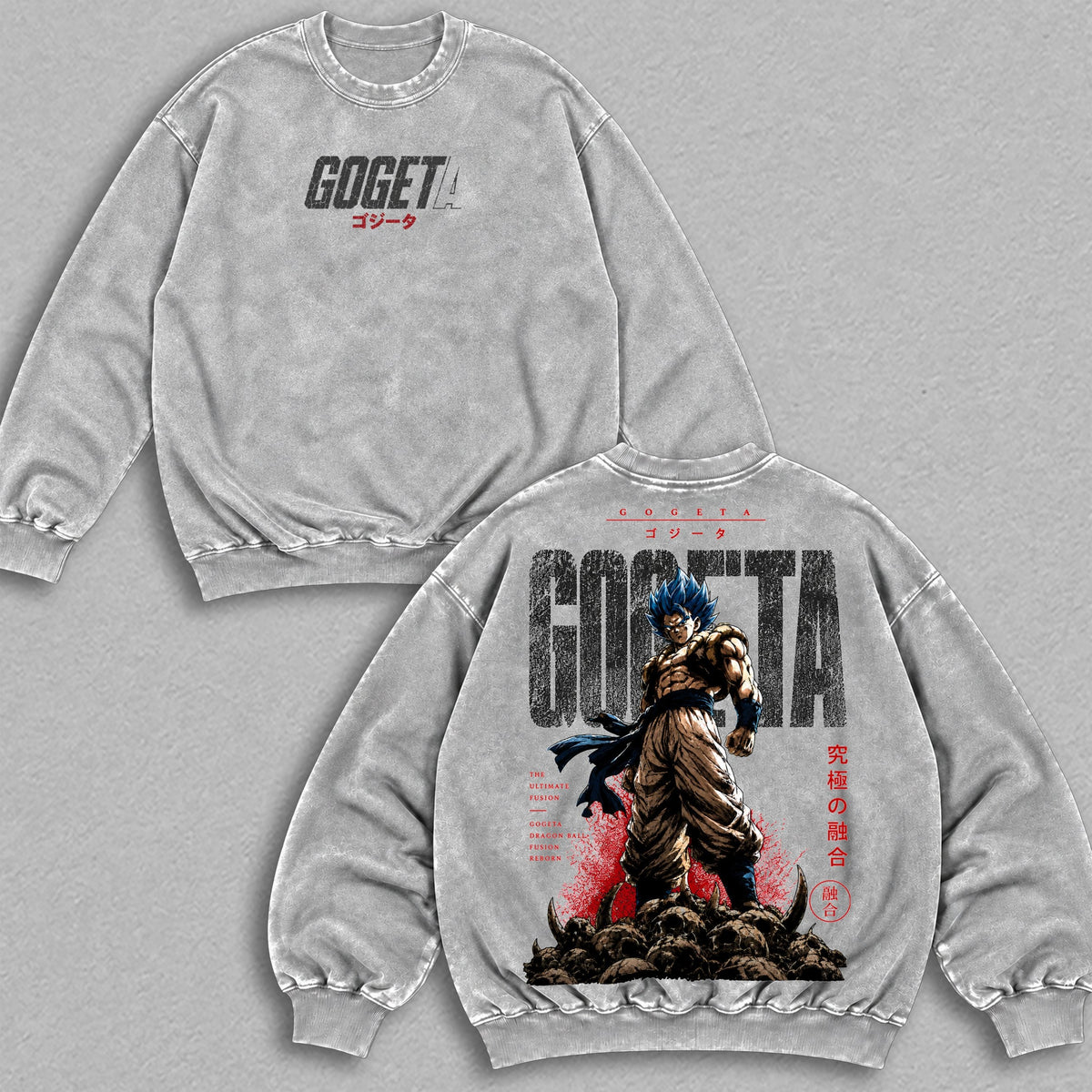 Gogeta Fusion Warrior Dragon Ball vintage washed sweatshirt - Gray