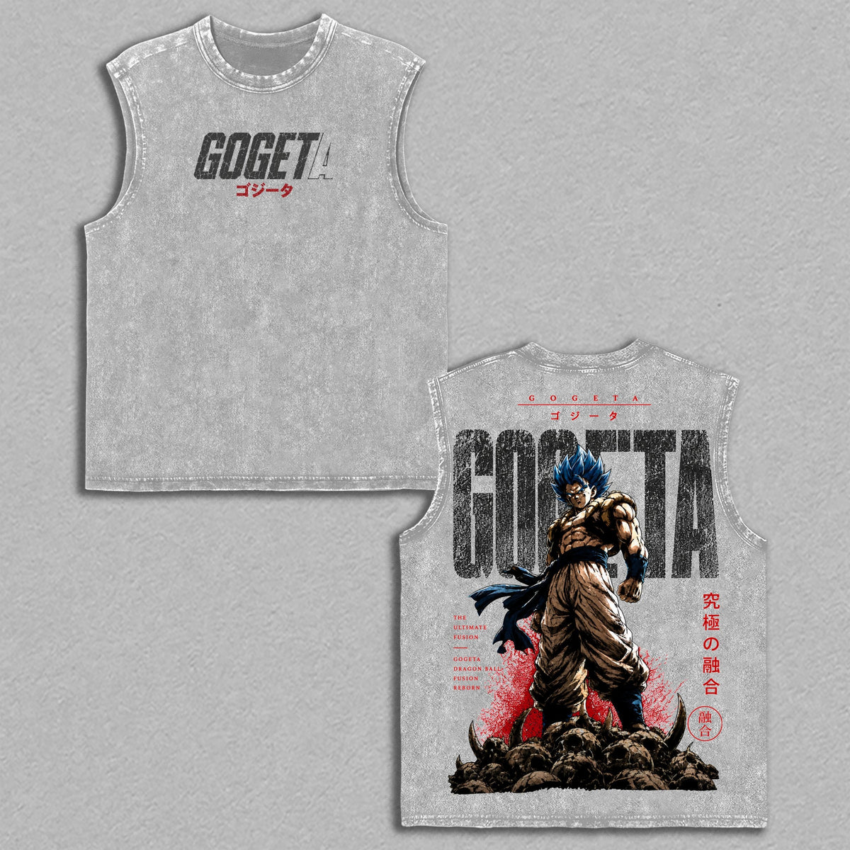 Gogeta Fusion Warrior Dragon Ball vintage washed tanktop - Gray