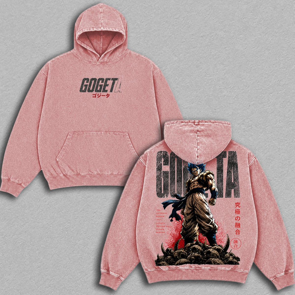 Gogeta Fusion Warrior Dragon Ball vintage washed hoodie - Pink