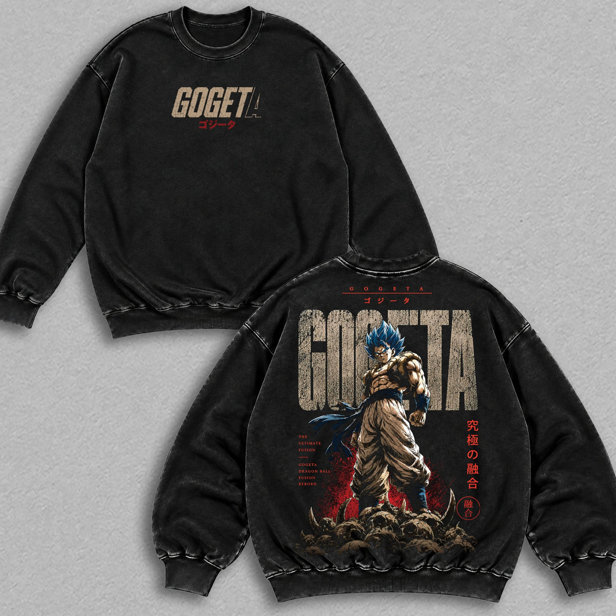 Gogeta Fusion Warrior Dragon Ball vintage washed sweatshirt - Black