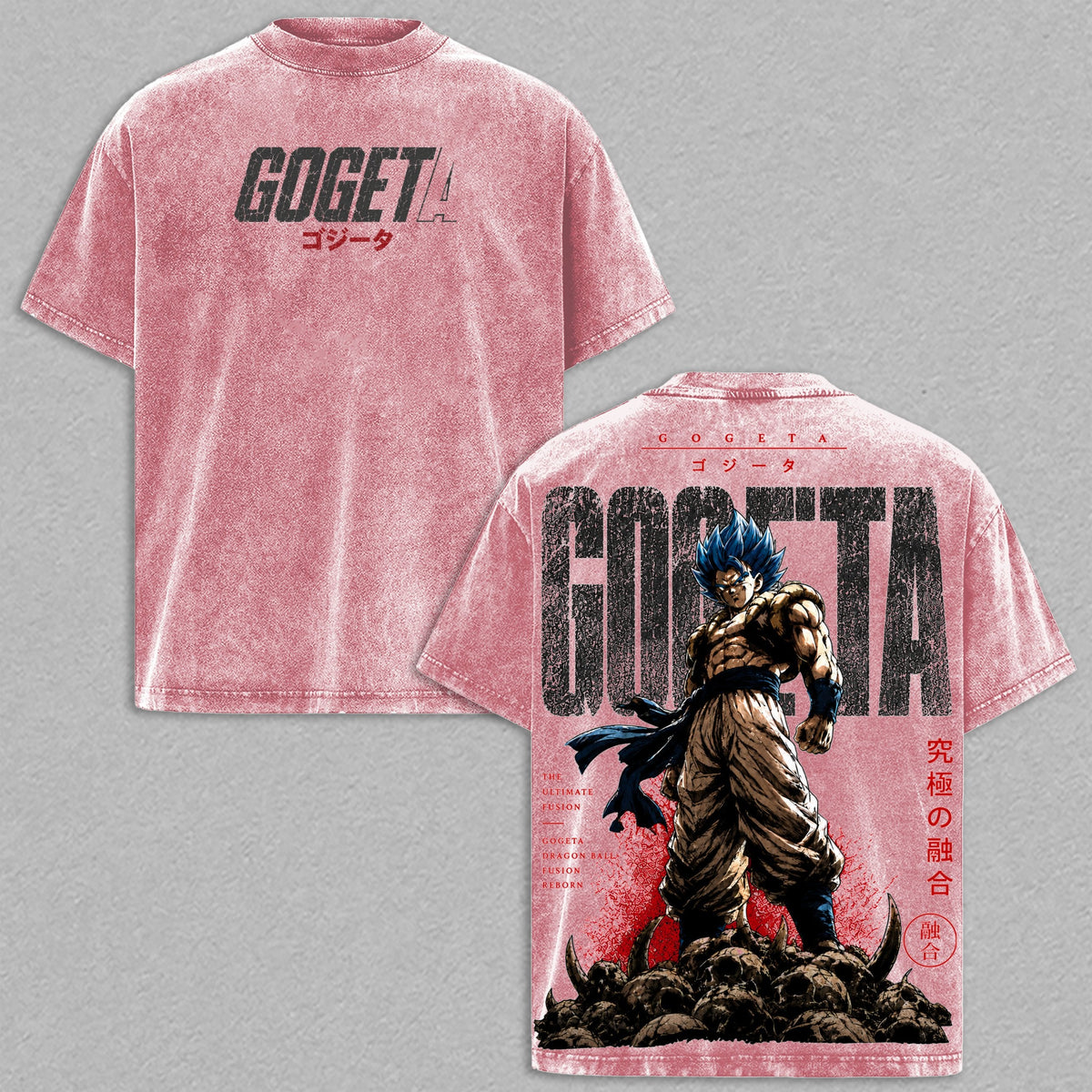 Gogeta Fusion Warrior Dragon Ball vintage washed t-shirt - Pink