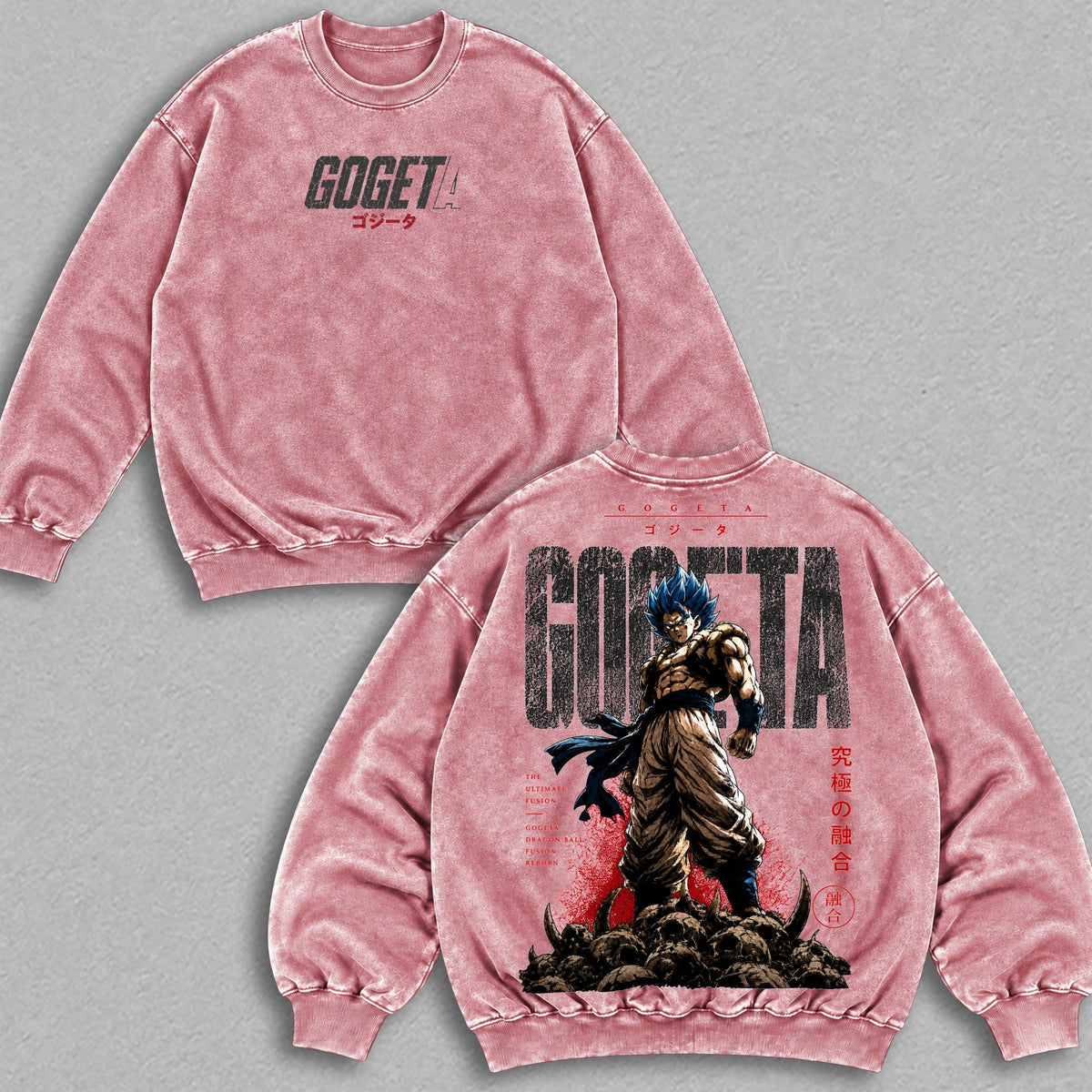 Gogeta Fusion Warrior Dragon Ball vintage washed sweatshirt - Pink