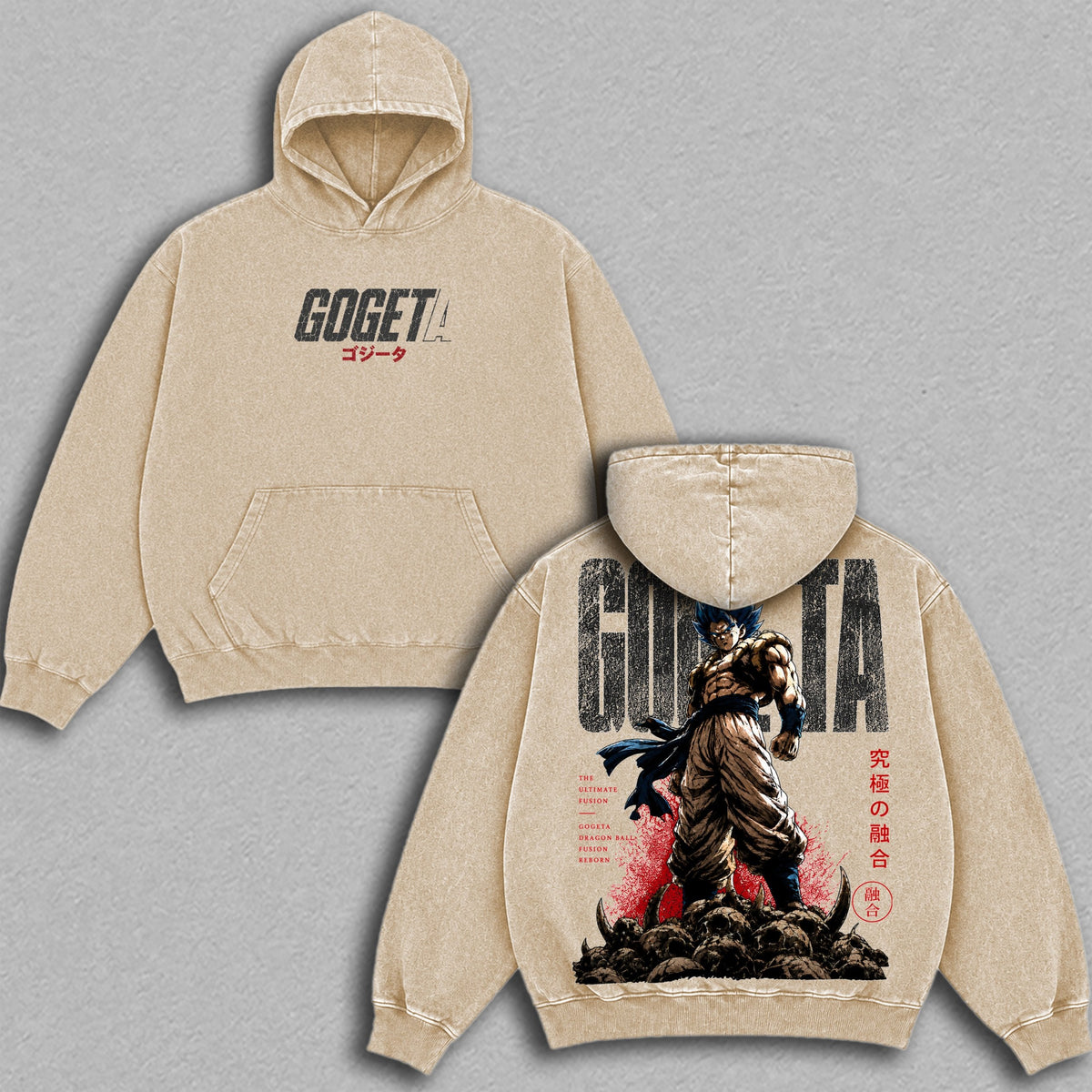 Gogeta Fusion Warrior Dragon Ball vintage washed hoodie - Apricot