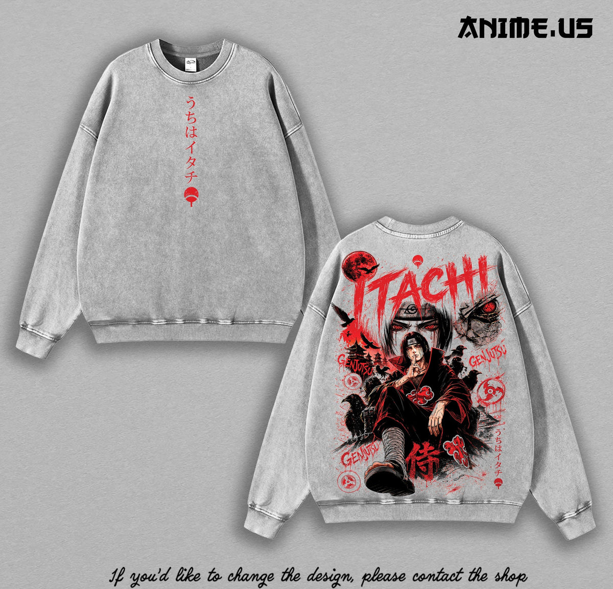 Itachi Uchiha washed sweatshirt - Gray