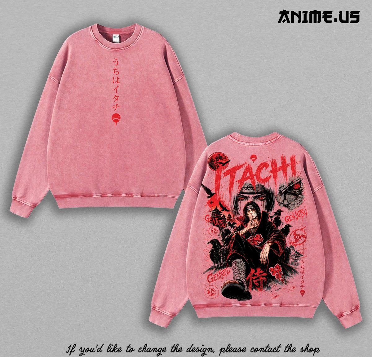 Itachi Uchiha washed sweatshirt - Pink