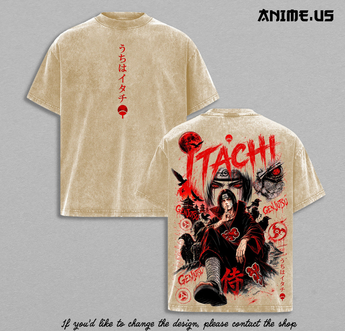 Itachi Uchiha vintage washed T-shirt - Apricot
