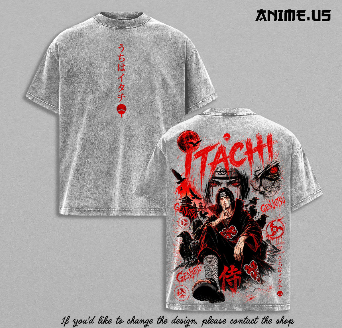 Itachi Uchiha vintage washed T-shirt - Gray