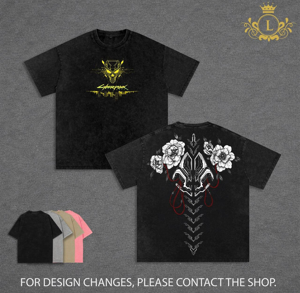 Cyberpunk 2077 Samurai Skull Vintage Washed Tee