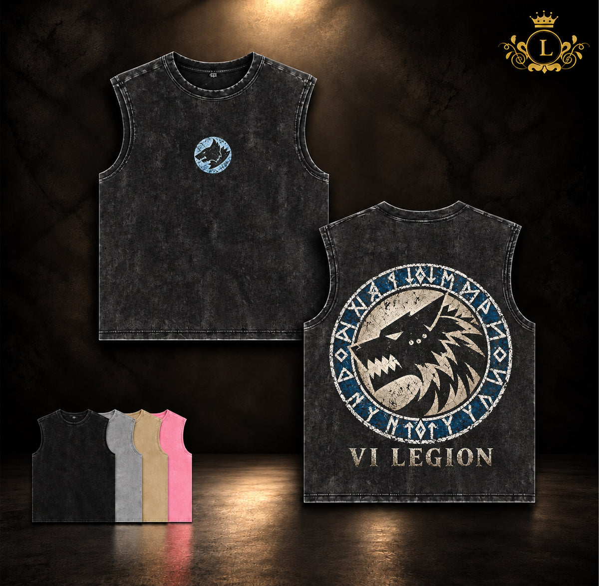 Space Wolves VI Legion Warhammer 40K vintage washed tanktop black