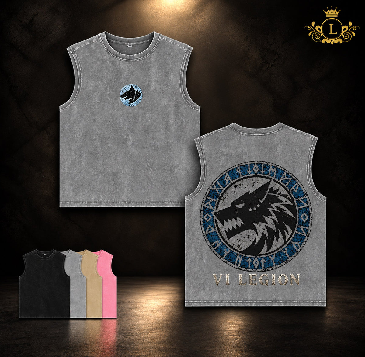 Space Wolves VI Legion Warhammer 40K vintage washed tanktop gray