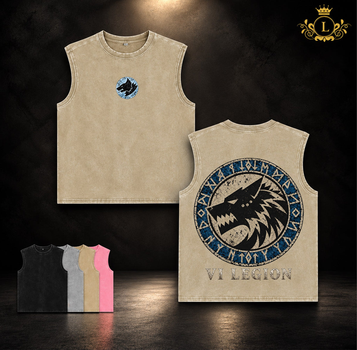 Space Wolves VI Legion Warhammer 40K vintage washed tanktop apricot