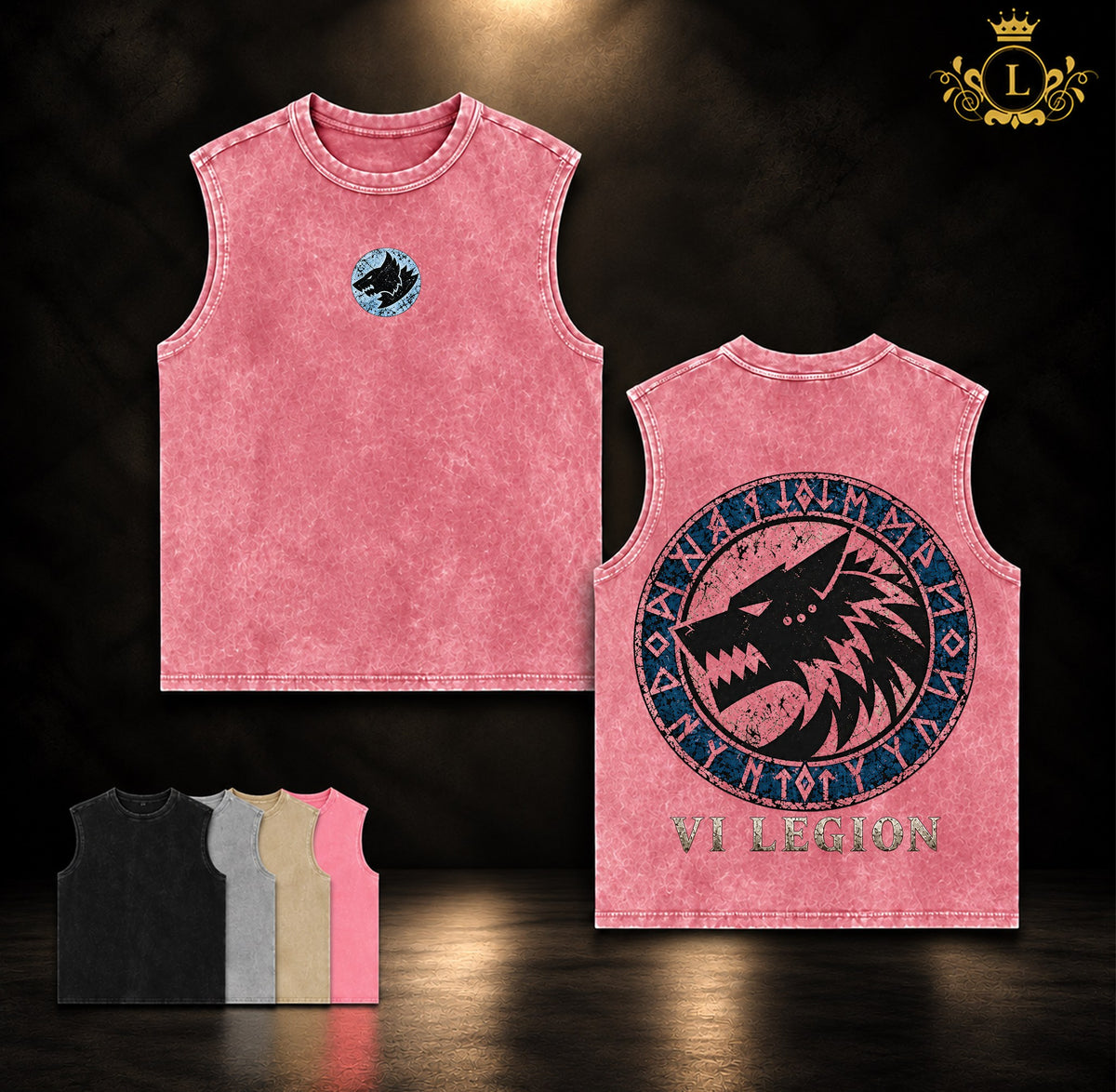 Space Wolves VI Legion Warhammer 40K vintage washed tanktop pink