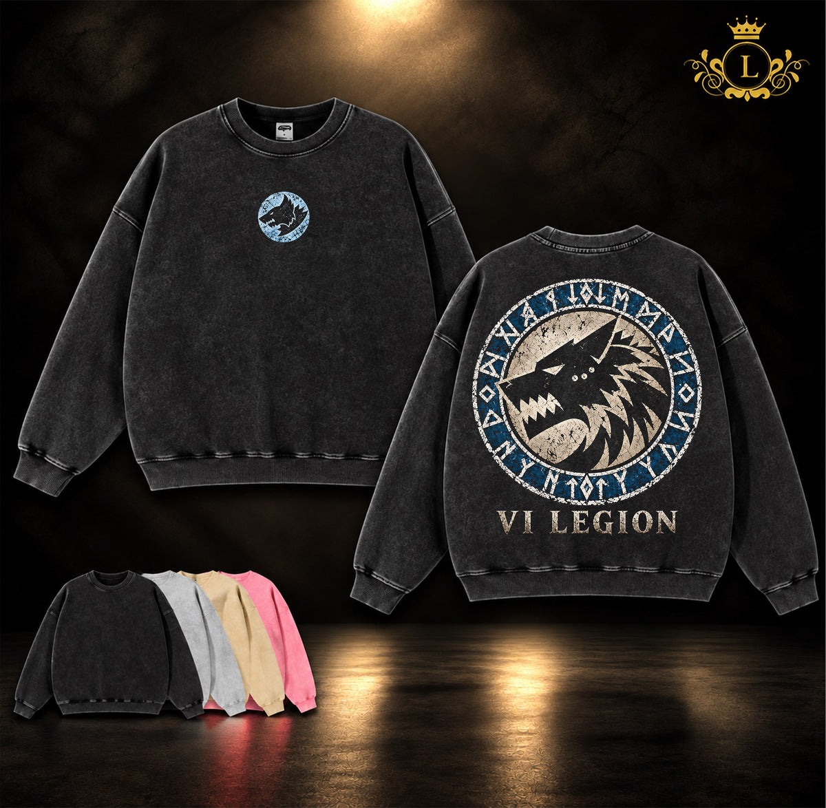 Space Wolves VI Legion Warhammer 40K vintage washed sweatshirt black