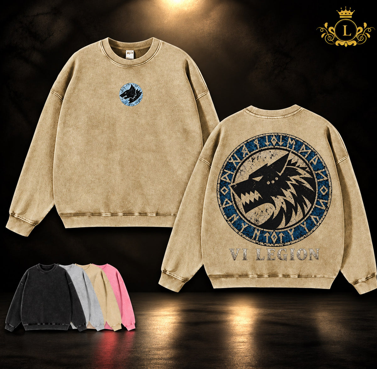 Space Wolves VI Legion Warhammer 40K vintage washed sweatshirt apricot