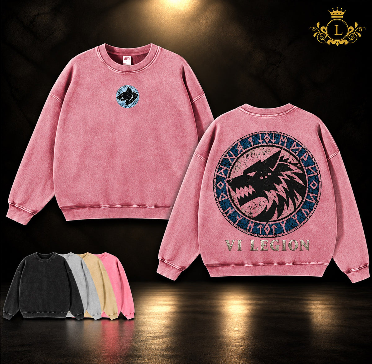 Space Wolves VI Legion Warhammer 40K vintage washed sweatshirt pink