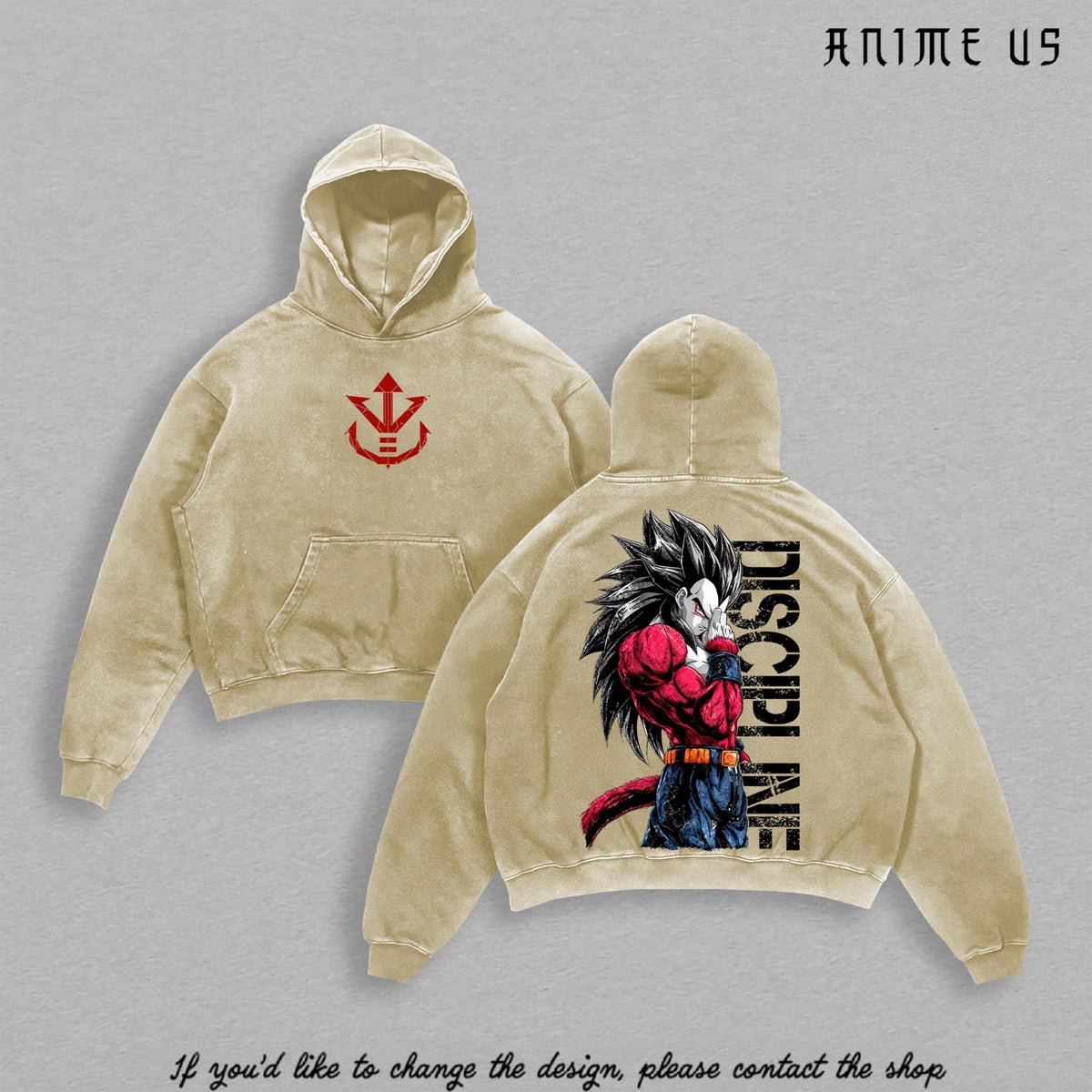 SSJ4 Vegeta Discipline washed hoodie - Apricot