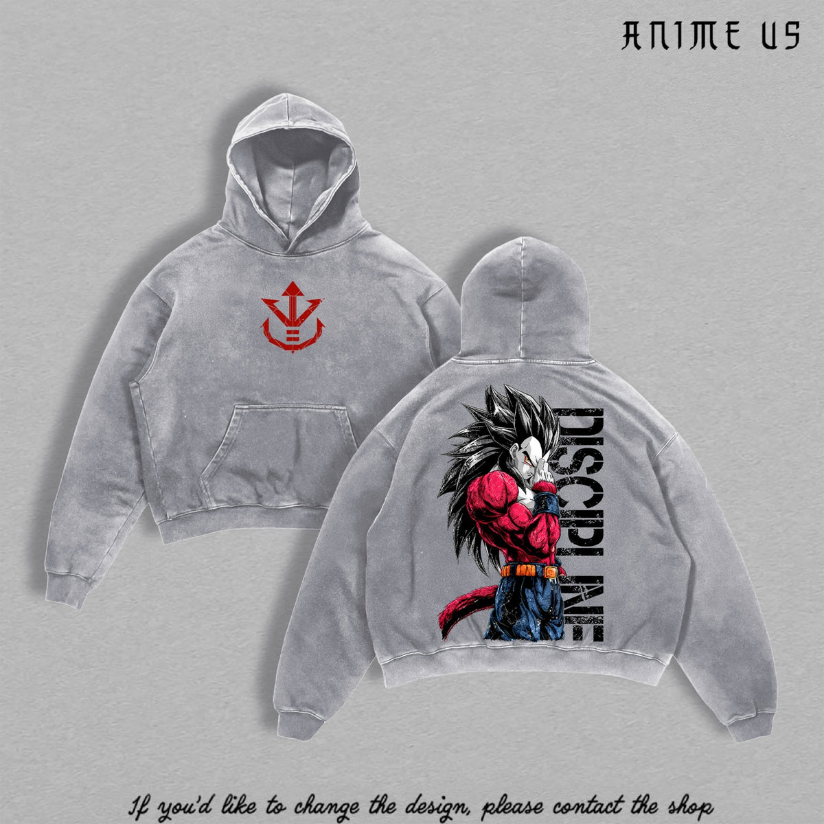 SSJ4 Vegeta Discipline washed hoodie - Gray