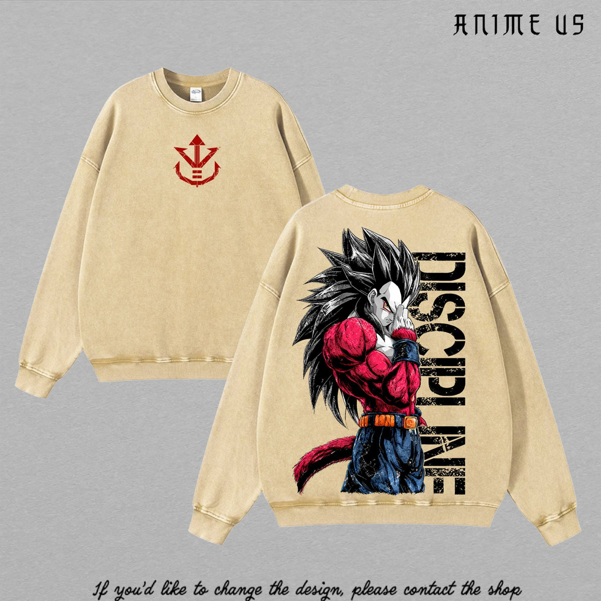 SSJ4 Vegeta Discipline washed sweatshirt - Apricot