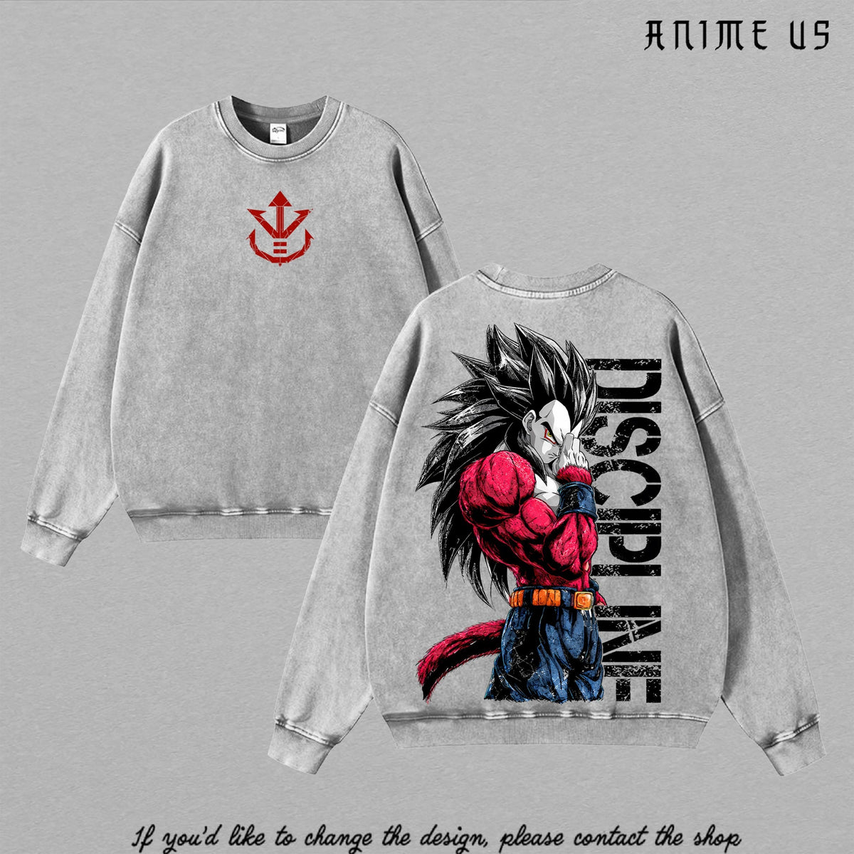 SSJ4 Vegeta Discipline washed sweatshirt - Gray
