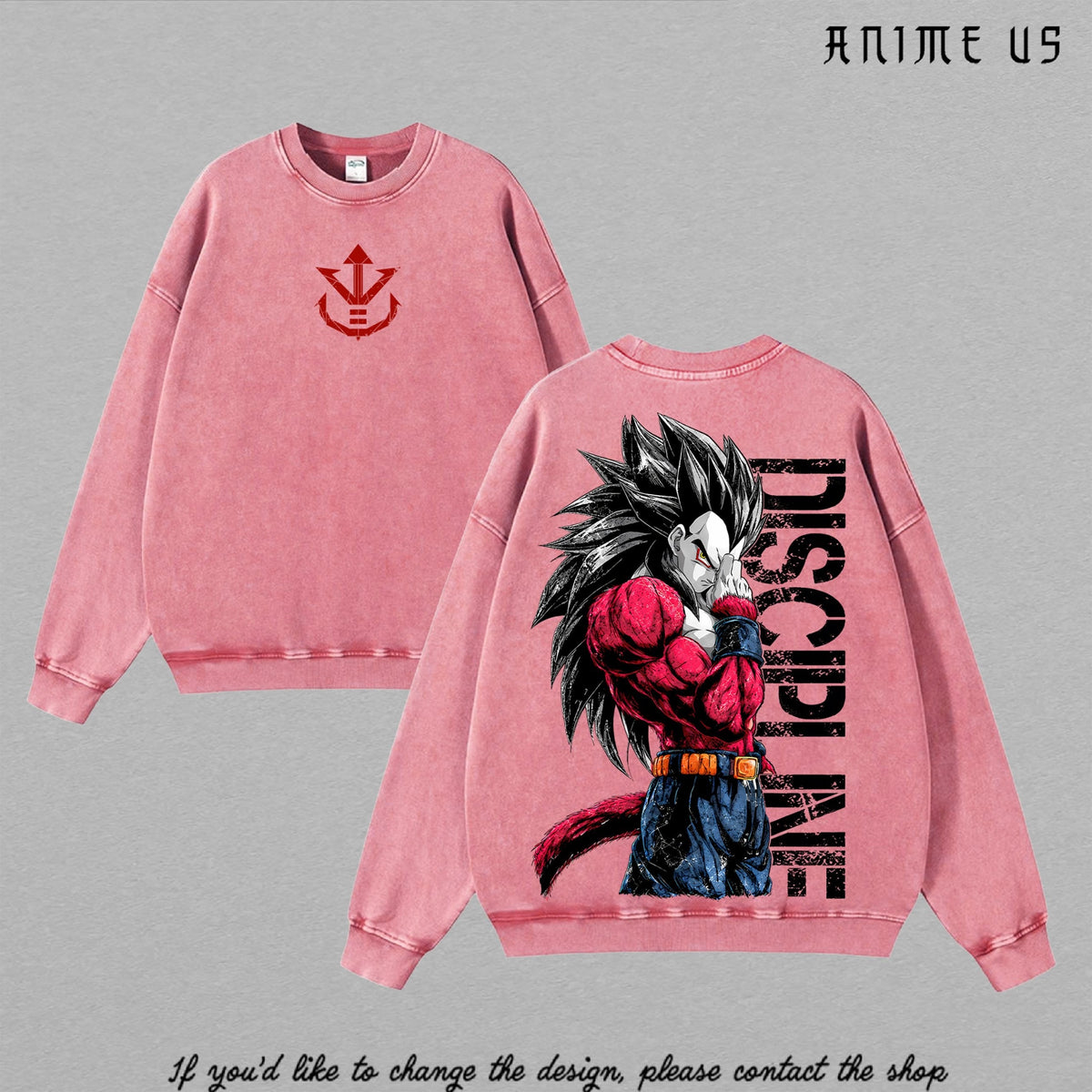 SSJ4 Vegeta Discipline washed sweatshirt - Pink