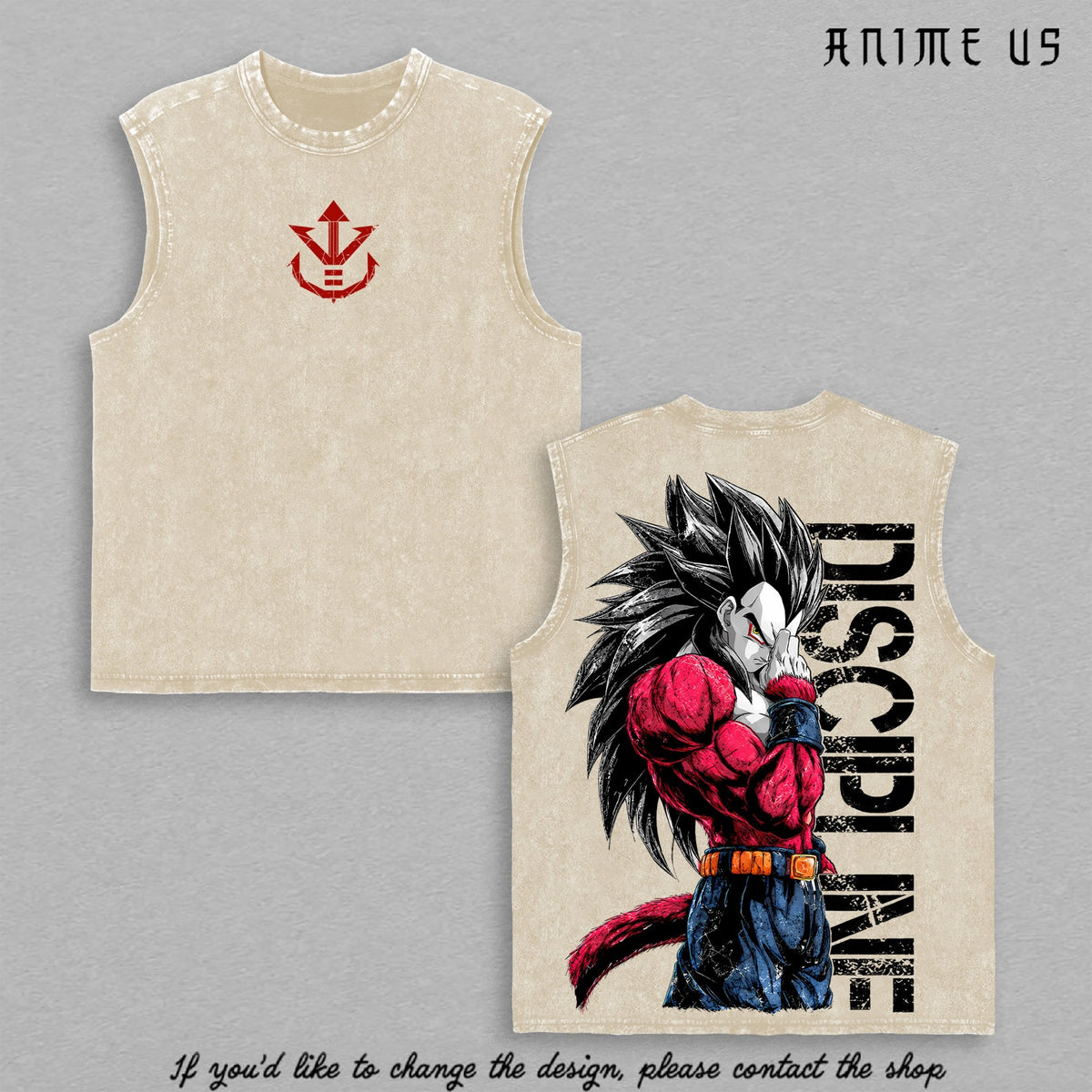 SSJ4 Vegeta Discipline washed tank top - Apricot