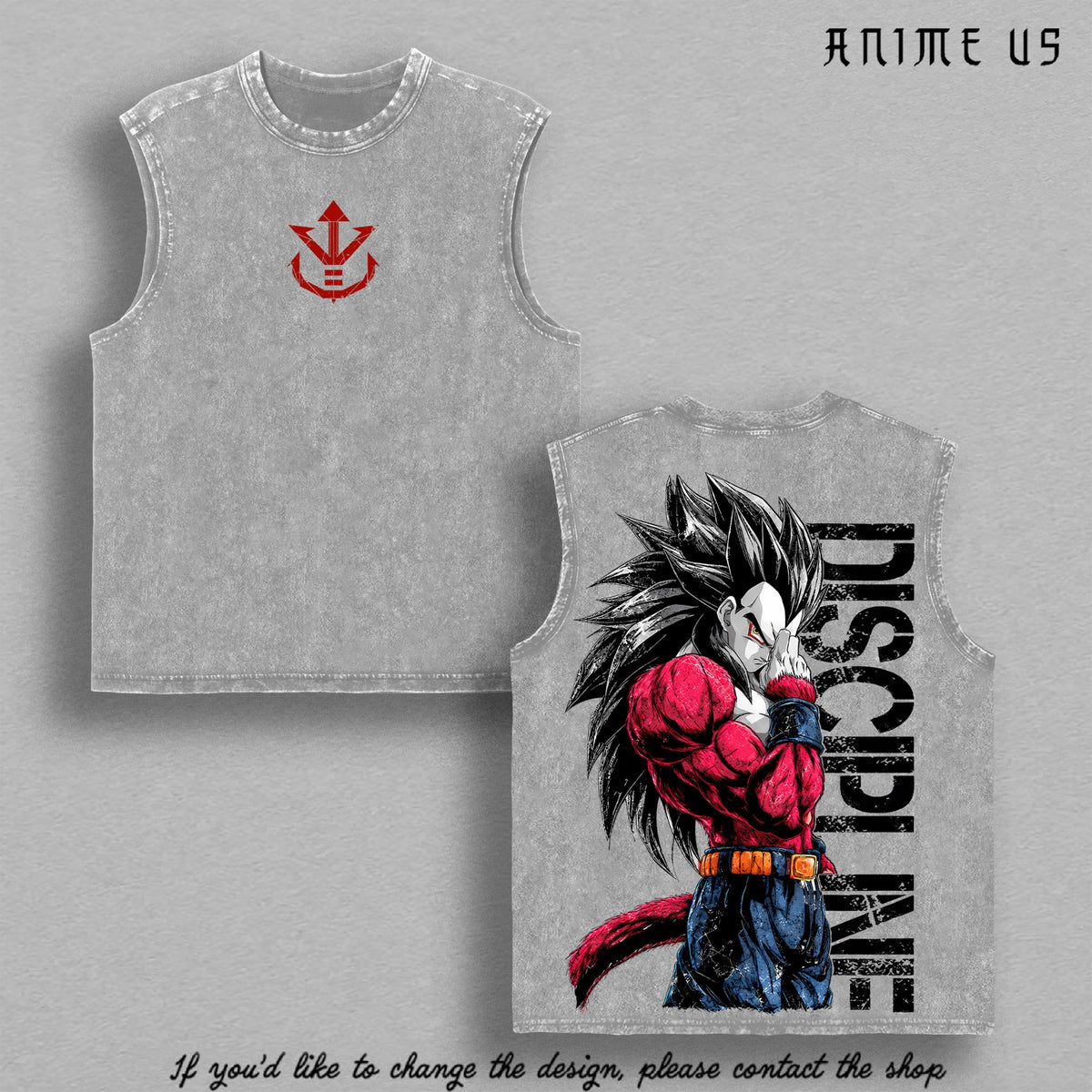 SSJ4 Vegeta Discipline washed tank top - Gray