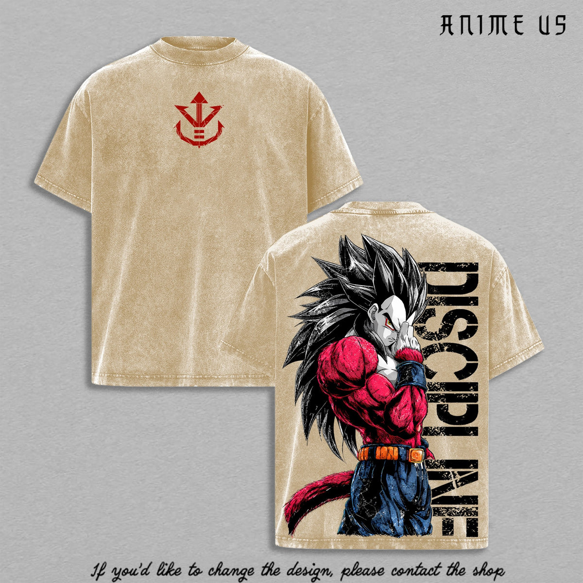 SSJ4 Vegeta Discipline vintage washed T-shirt - Apricot