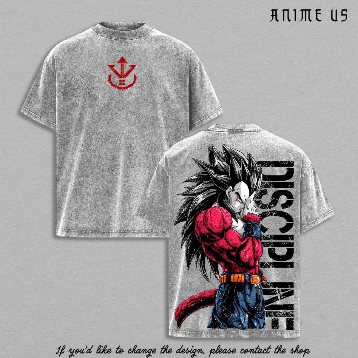 SSJ4 Vegeta Discipline vintage washed T-shirt - Gray