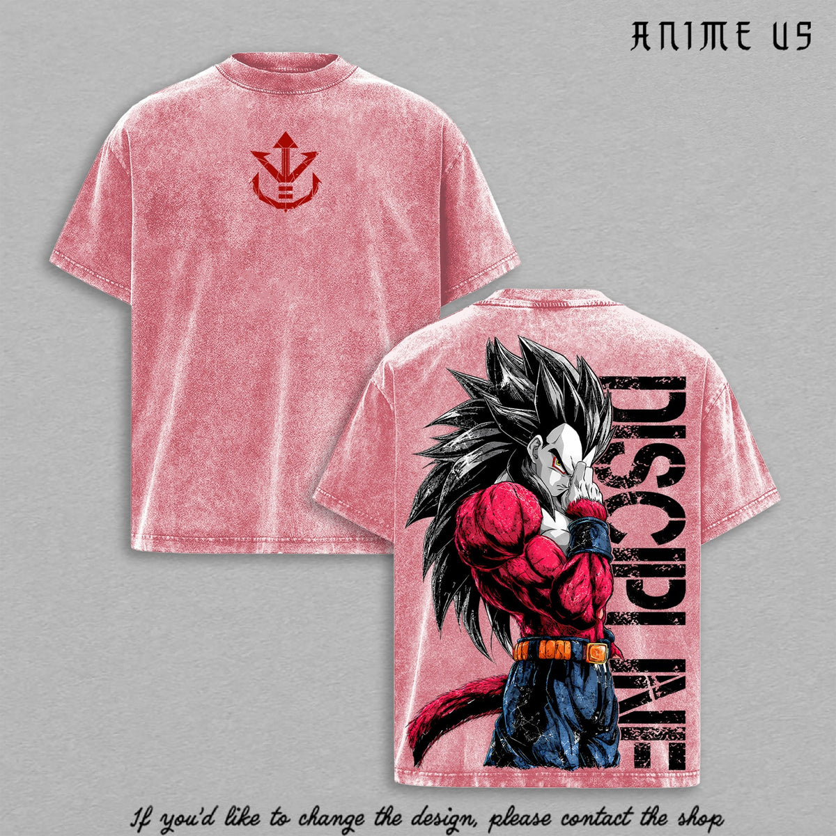SSJ4 Vegeta Discipline vintage washed T-shirt - Pink