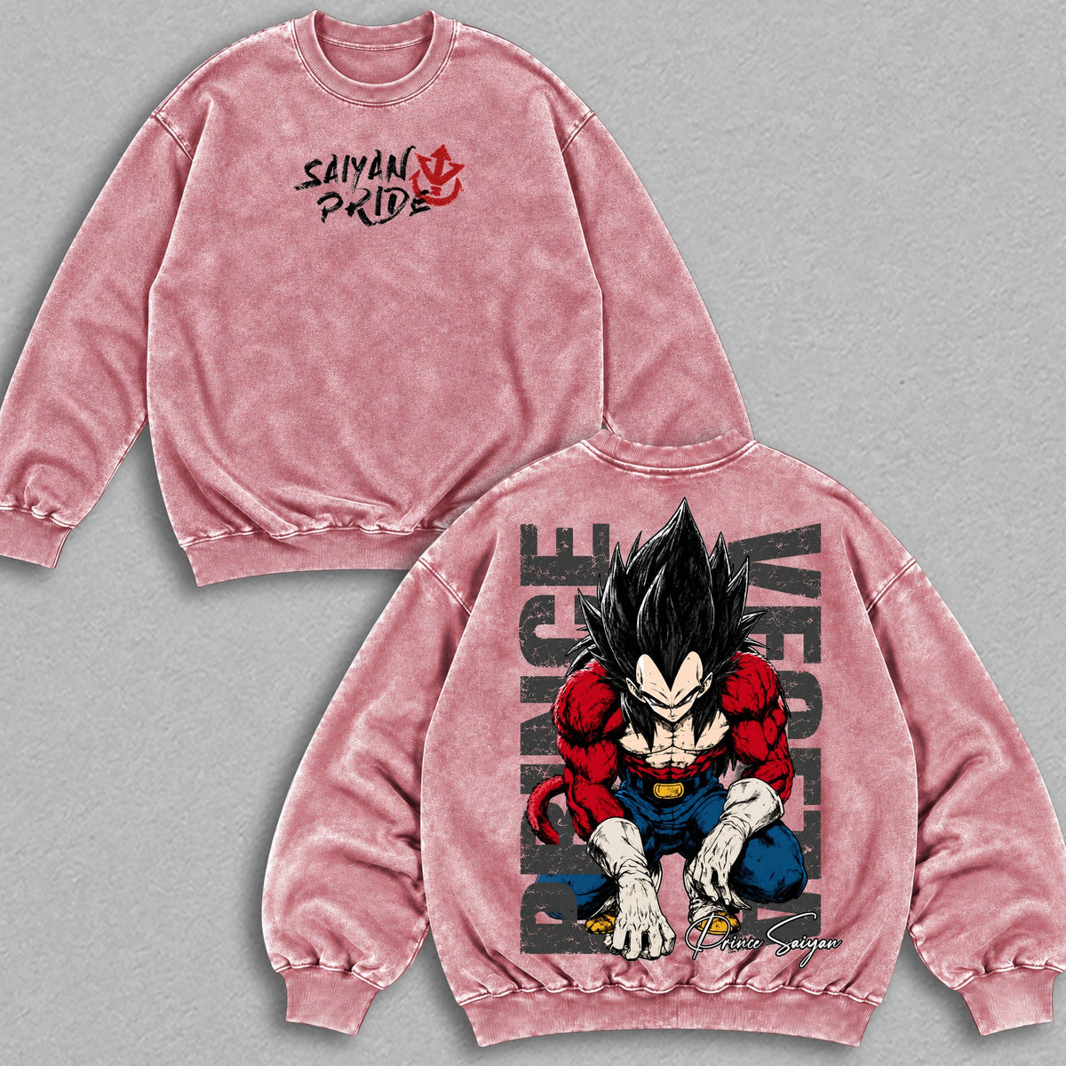 SSJ4 Vegeta Saiyan Pride Dragon Ball vintage washed sweatshirt - Pink