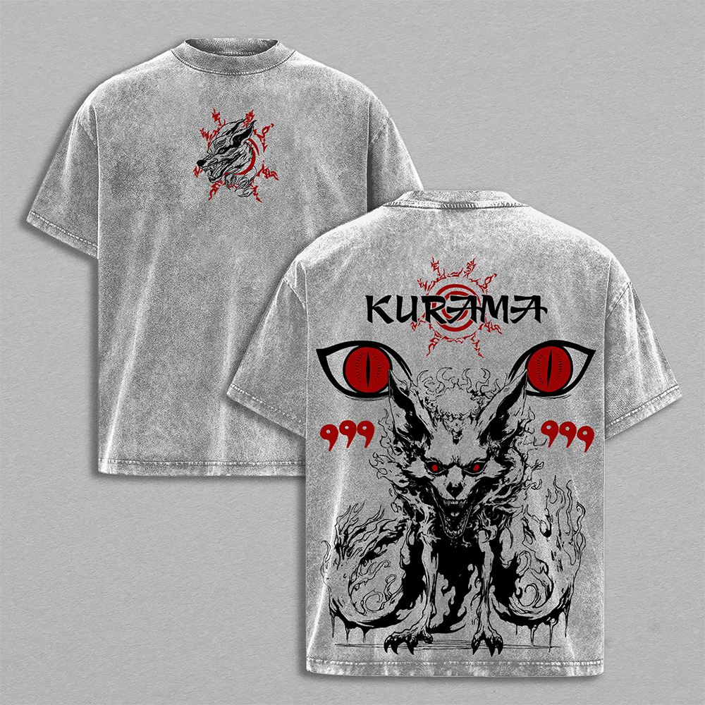 Naruto Kurama Sharingan Anime Vintage Washed Tee