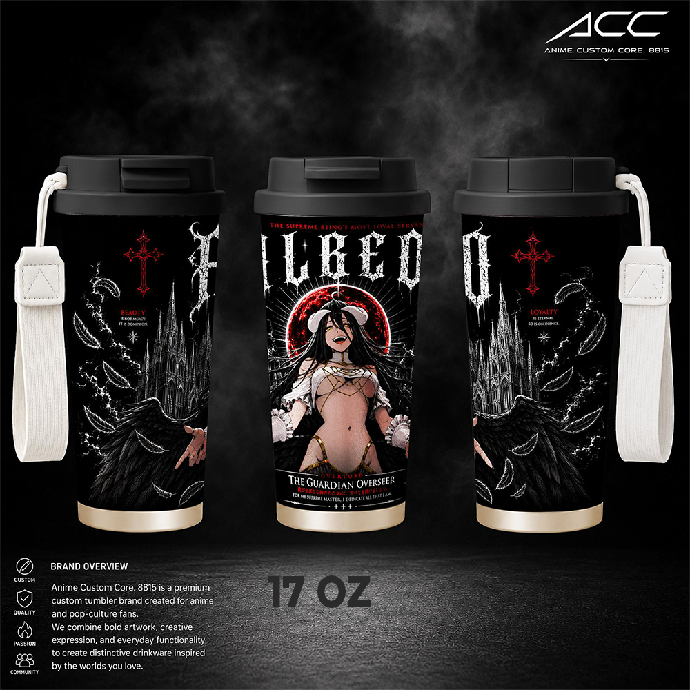Albedo Overlord Tumbler 17oz 24oz 30oz, Overlord Anime Stainless Steel Insulated Tumbler, Albedo Anime Cup with Straw, Anime Travel Mug