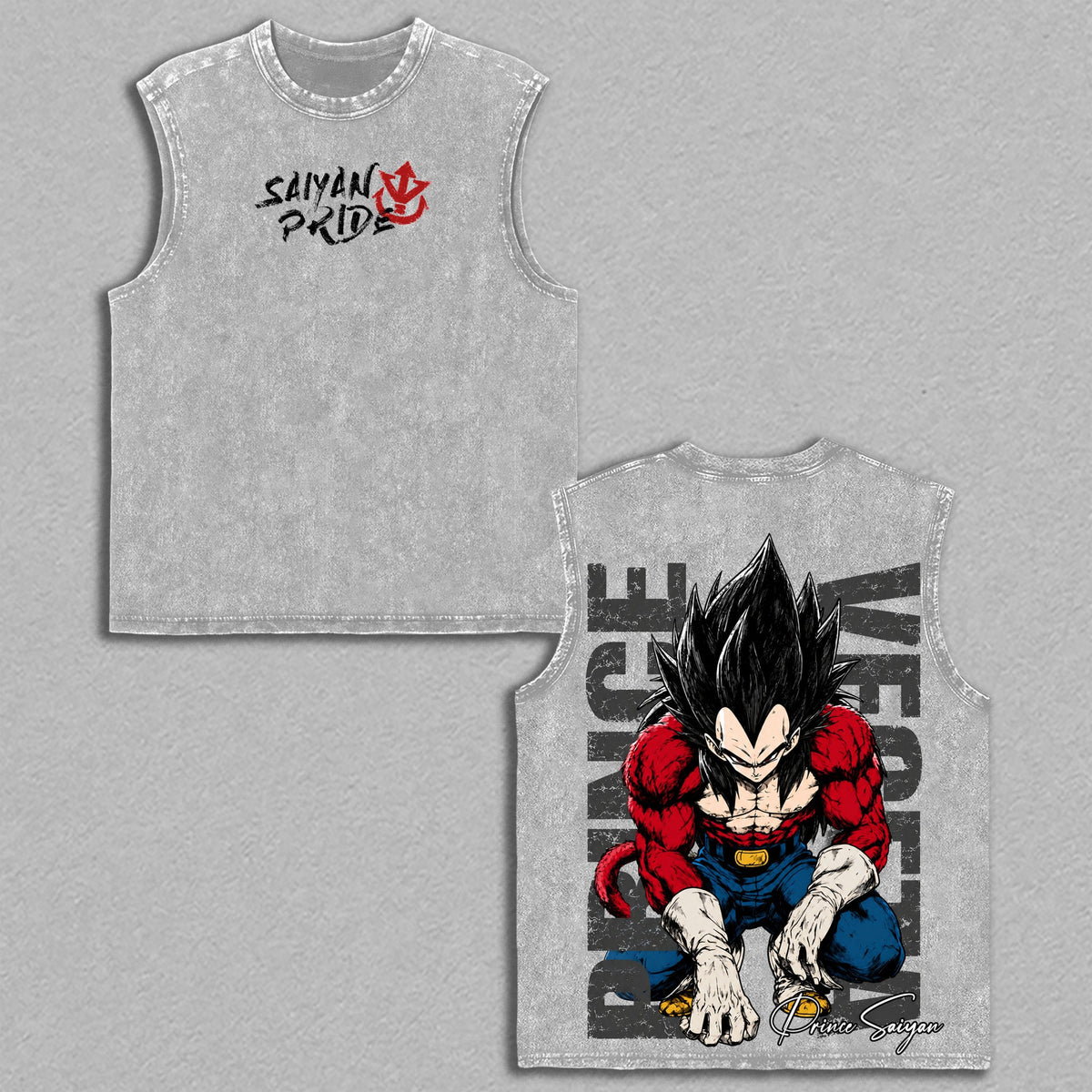 SSJ4 Vegeta Saiyan Pride Dragon Ball vintage washed tanktop - Gray