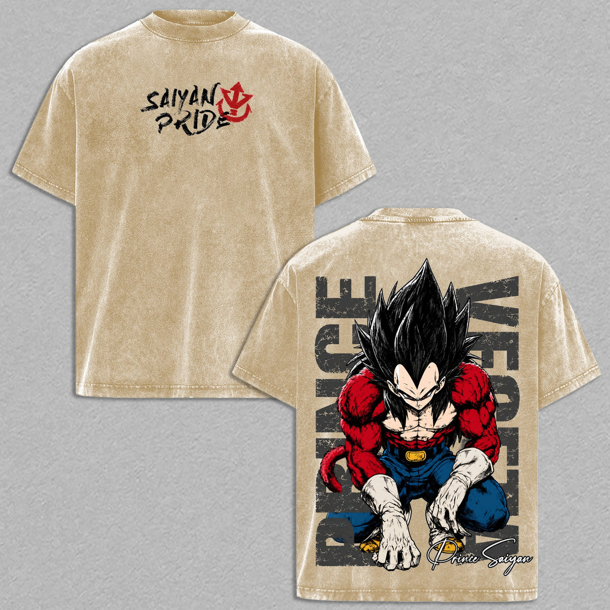 SSJ4 Vegeta Saiyan Pride Dragon Ball vintage washed t-shirt - Apricot