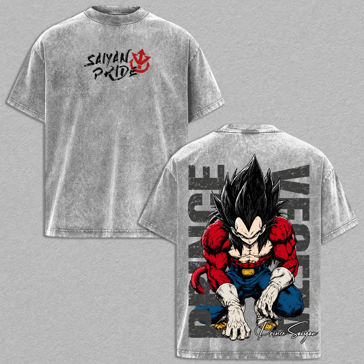 SSJ4 Vegeta Saiyan Pride Dragon Ball vintage washed t-shirt - Gray