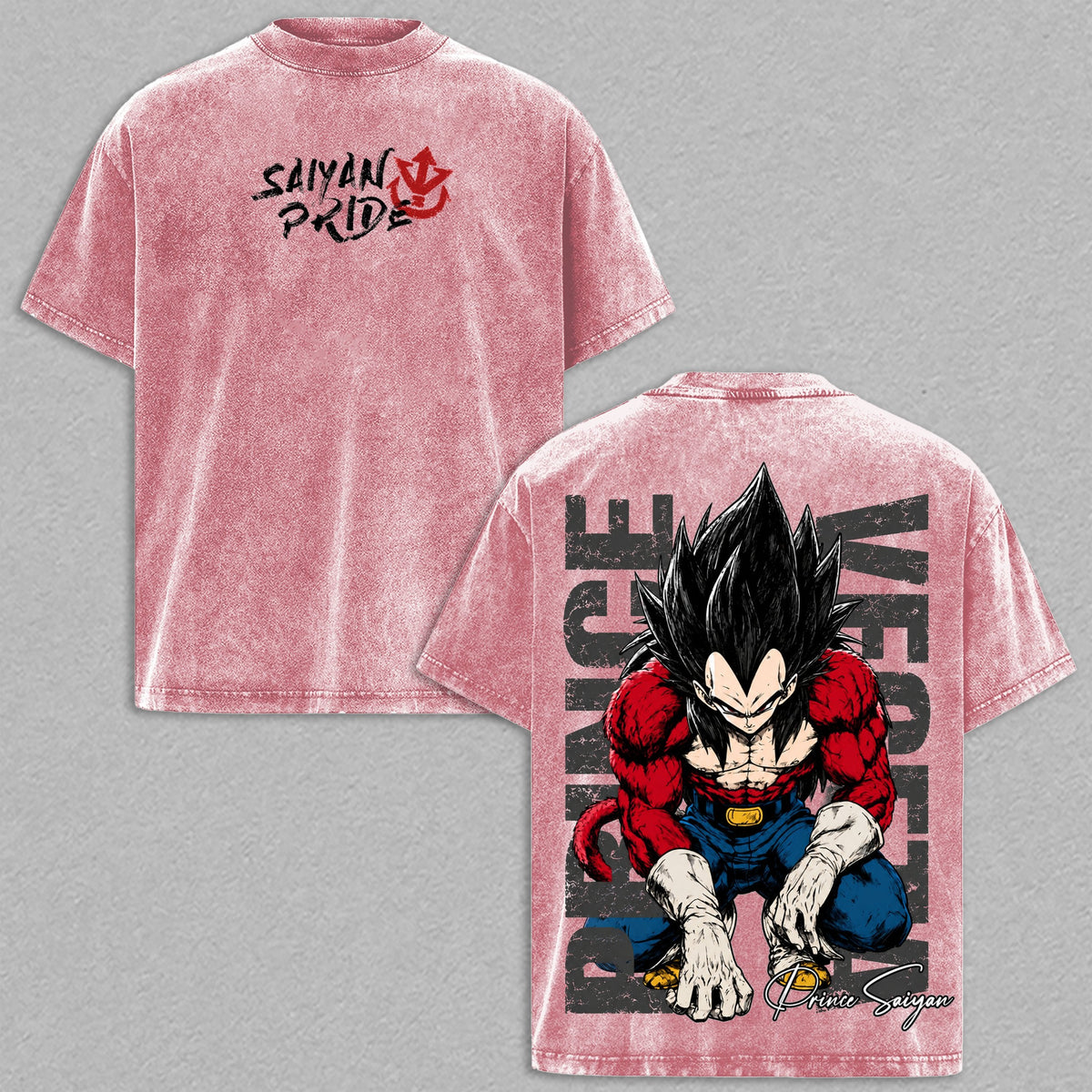 SSJ4 Vegeta Saiyan Pride Dragon Ball vintage washed t-shirt - Pink