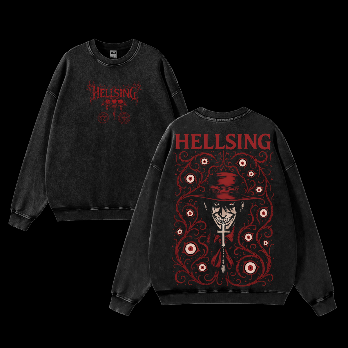 Alucard Hellsing T-Shirt And Hoodie – Vampire King Vintage Washed Oversized Anime Graphic Tee