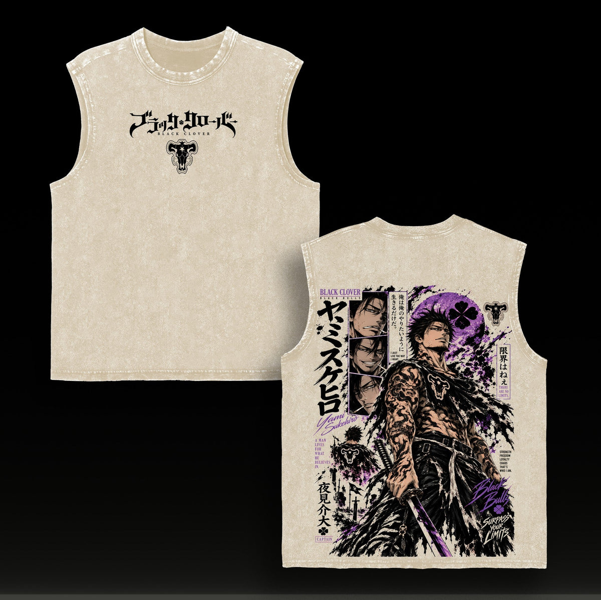 Yami Sukehiro Black Clover vintage washed tanktop - Apricot