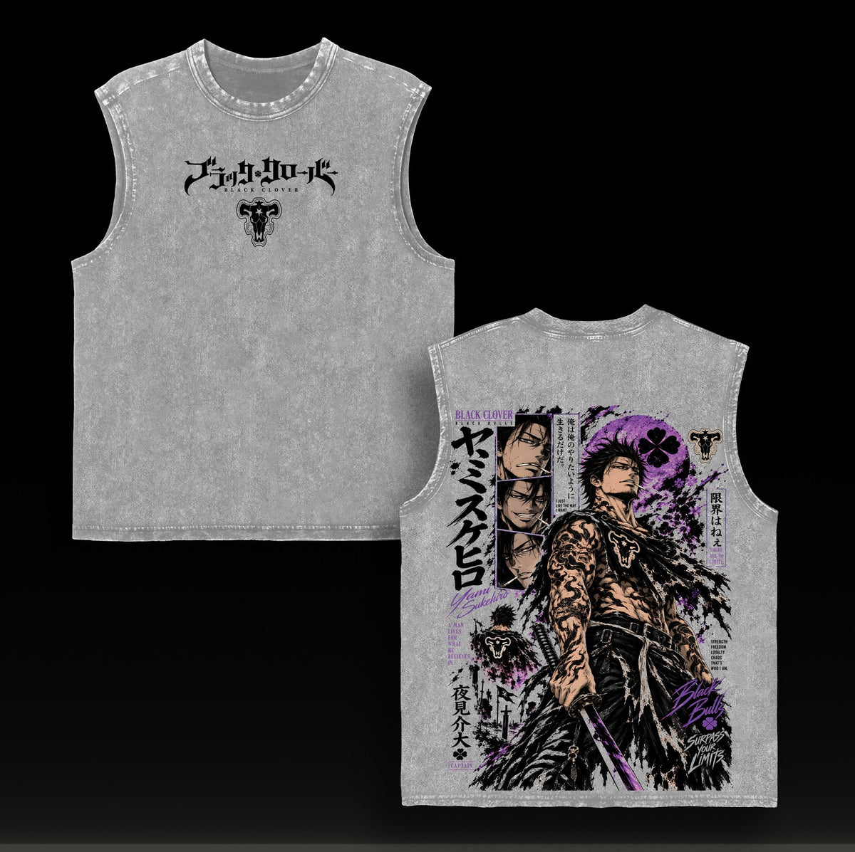Yami Sukehiro Black Clover vintage washed tanktop - Gray