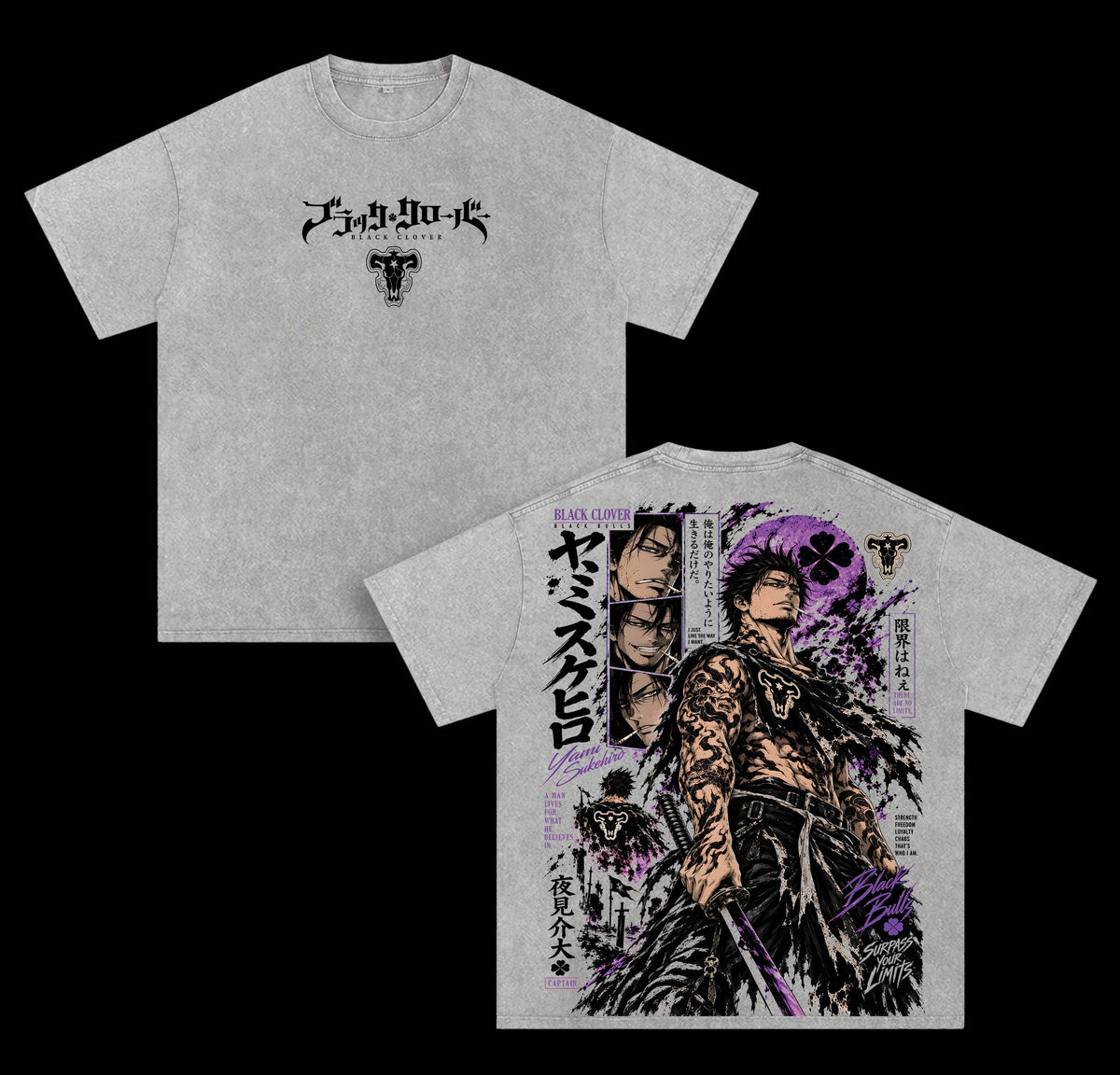 Yami Sukehiro Black Clover vintage washed t-shirt - Gray