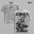 Dr Stone Anime T-Shirt, Senku Science Kingdom Graphic Tee, Stone World Washed Shirt