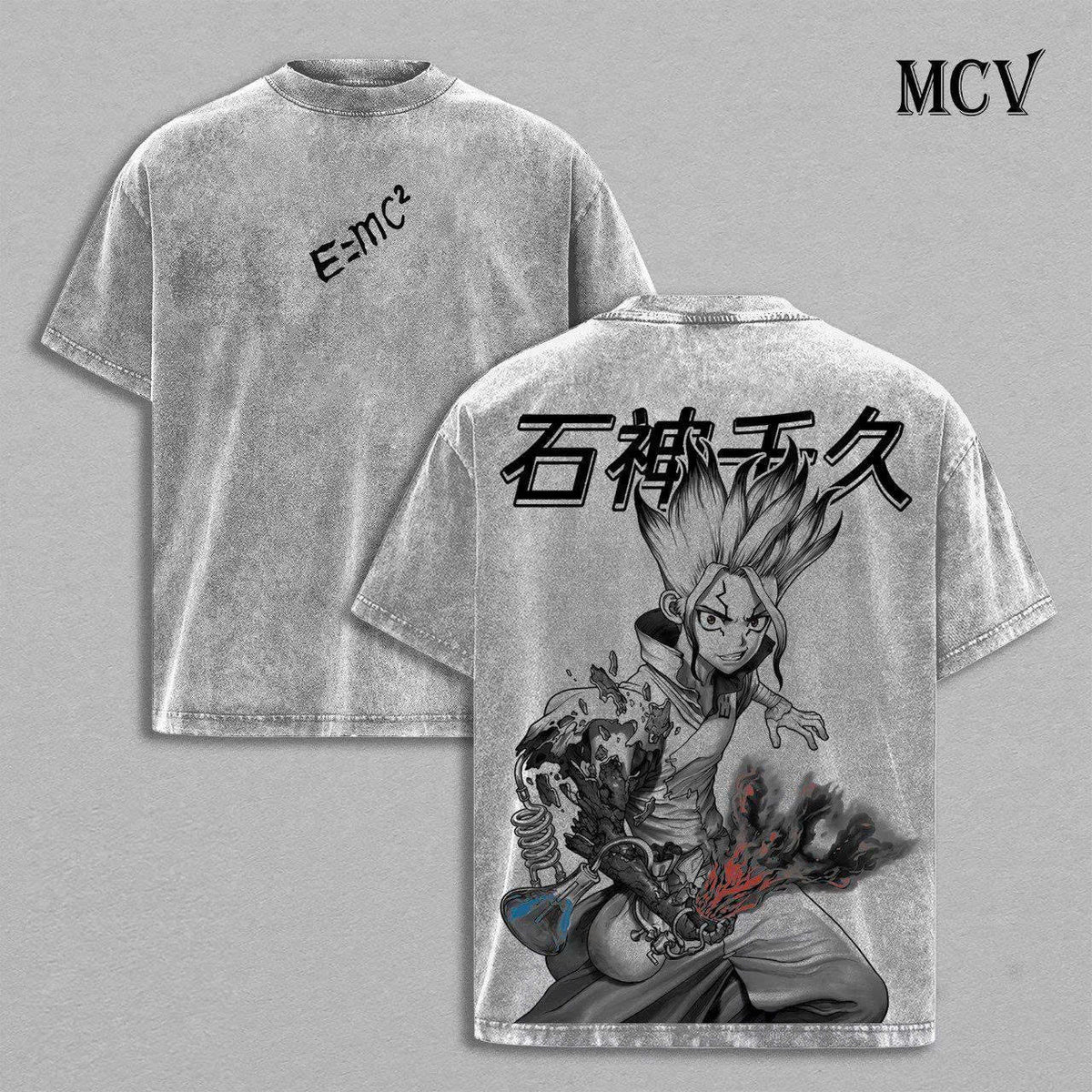 Dr Stone Anime T-Shirt, Senku Science Kingdom Graphic Tee, Stone World Washed Shirt