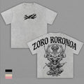 Roronoa Zoro Three Sword Style Anime T-Shirt, Oversized Washed Cotton Tee