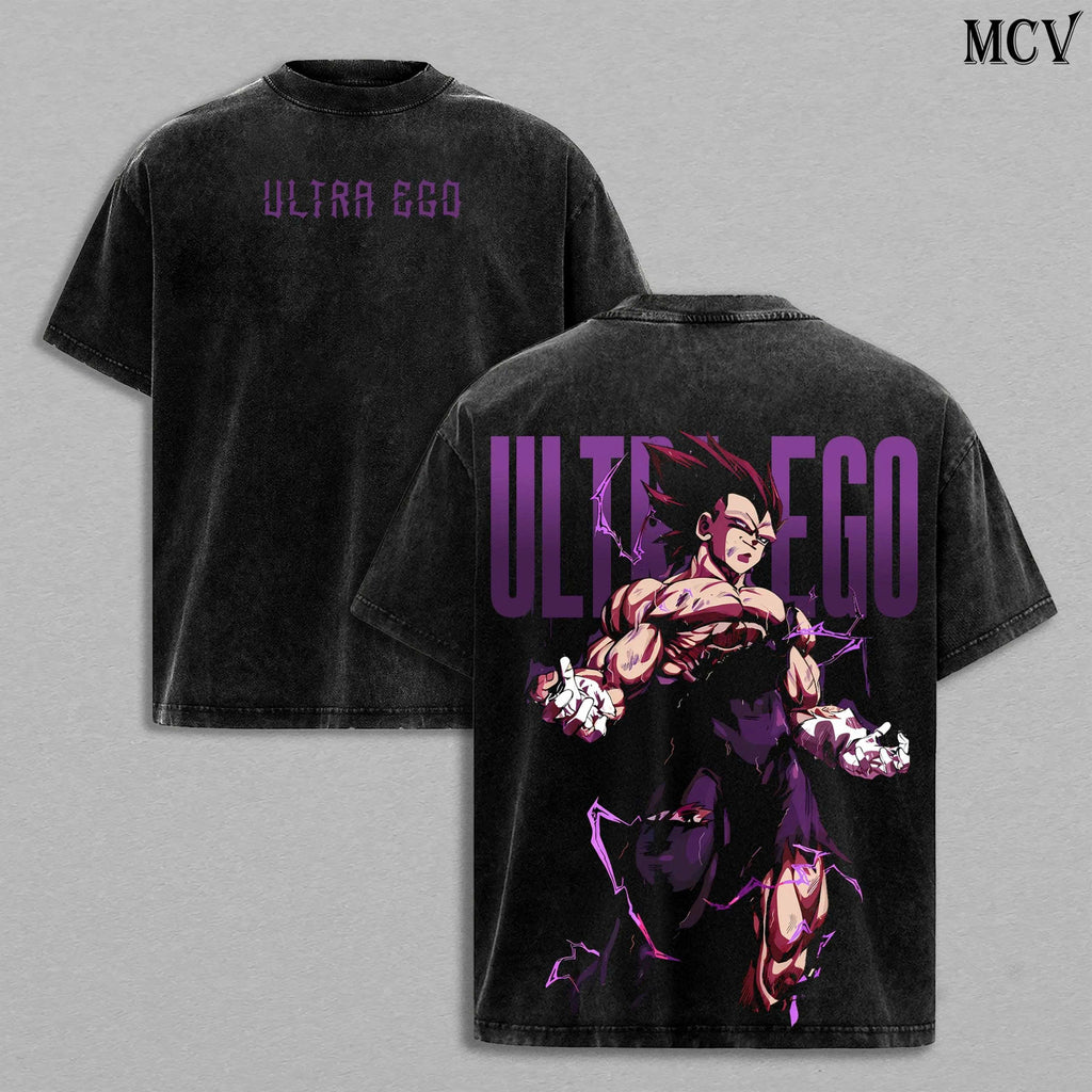 Vegeta Ultra Ego Shirt, Dragon Ball Super Anime Tee, Purple Aura God Power Graphic Vintage Washed T-Shirt