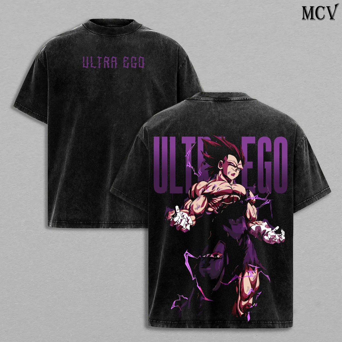 Vegeta Ultra Ego Shirt, Dragon Ball Super Anime Tee, Purple Aura God Power Graphic Vintage Washed T-Shirt