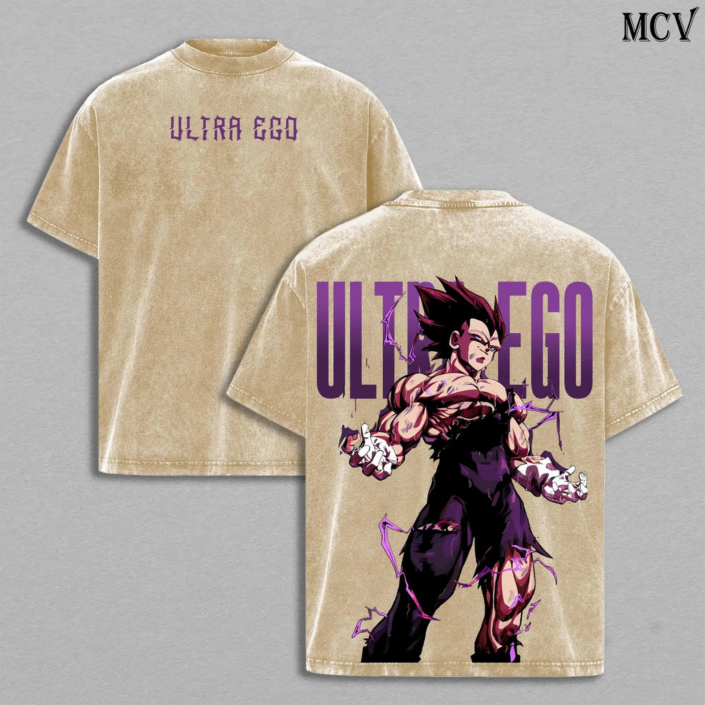 Vegeta Ultra Ego Shirt, Dragon Ball Super Anime Tee, Purple Aura God Power Graphic Vintage Washed T-Shirt