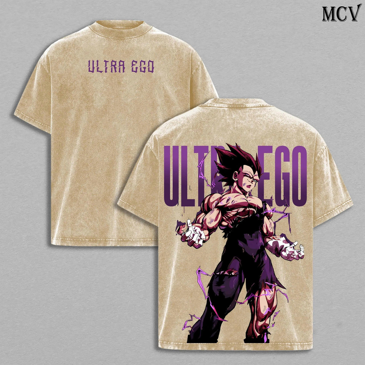Vegeta Ultra Ego Shirt, Dragon Ball Super Anime Tee, Purple Aura God Power Graphic Vintage Washed T-Shirt