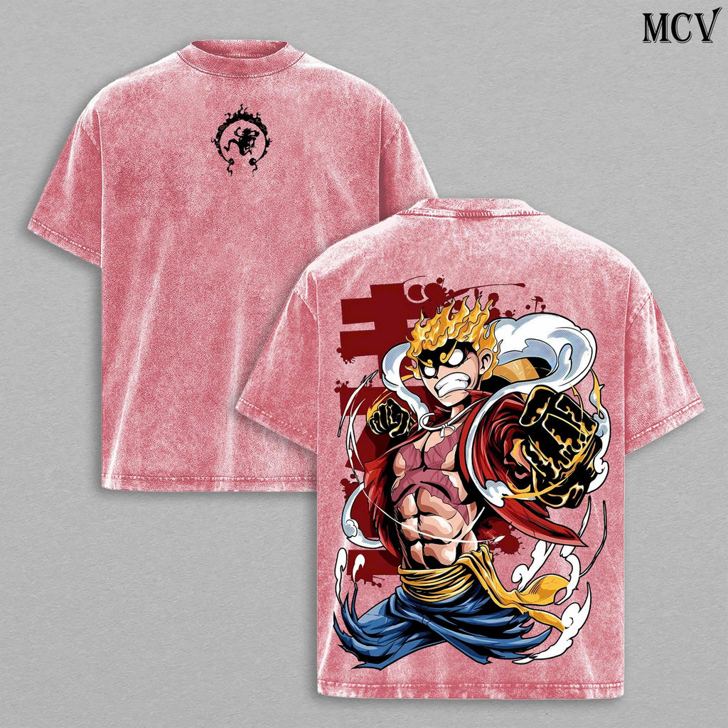 Monkey D Luffy Shirt, One Piece Anime Vintage Washed Pirate King Graphic Tee