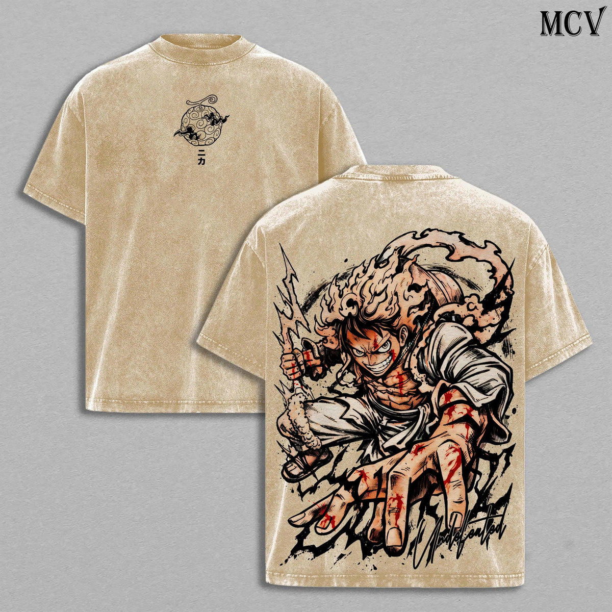Luffy Gear 5 T-Shirt, One Piece Anime Tee, Sun God Nika Graphic Vintage Washed Tee