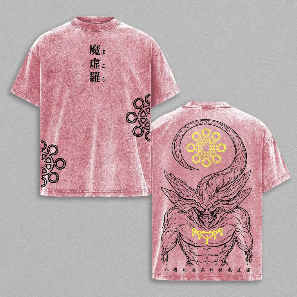 Mahoraga Washed T-Shirt, Eight-Handled Sword Anime Graphic Tee